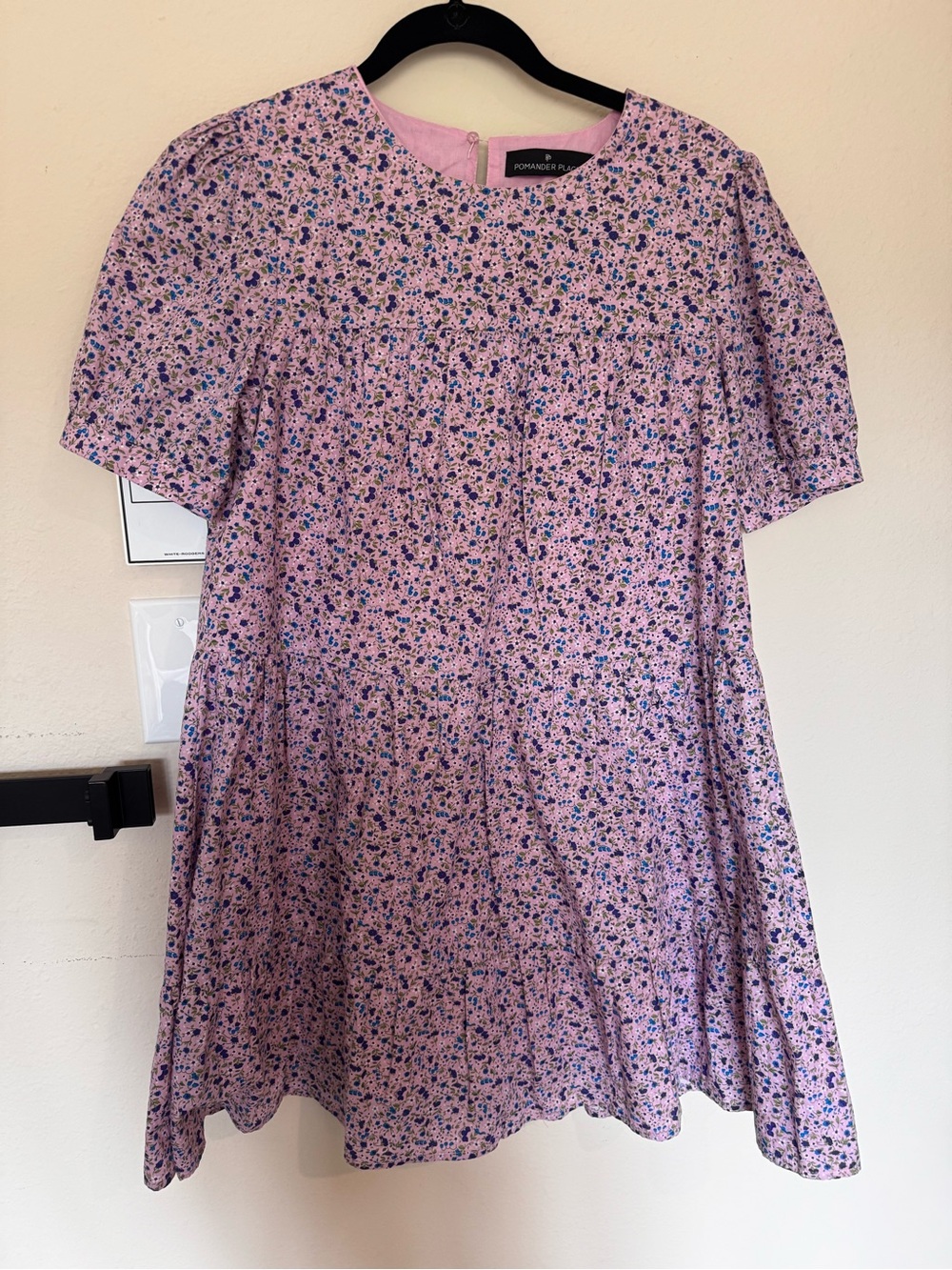 Pomander Place Pink Lavender Floral Short-Sleeve Dress